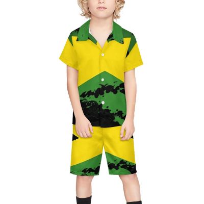 Adugen Origei Children's Hawaii Summer Beach 2 Piece Jamaica Flag Shirts And Shorts 7-8T
