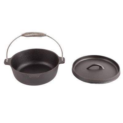 Camping Pot,Dutch Oven,Cast Iron Pre Seasoned Outdoor Cooking Pot Camping Cookware with Lid for Picnic Hiking BBQ