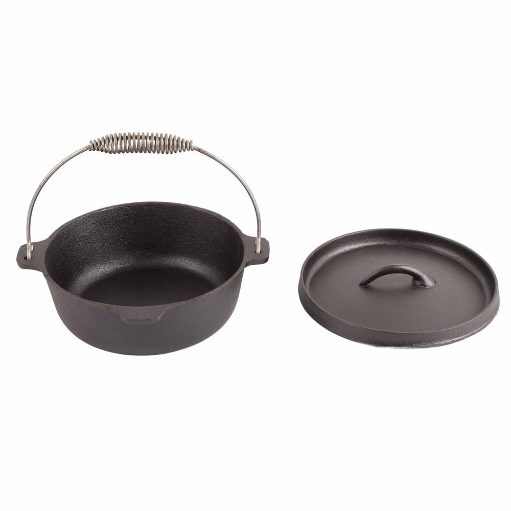 Camping Pot,Dutch Oven,Cast Iron Pre Seasoned Outdoor Cooking Pot Camping Cookware with Lid for Picnic Hiking BBQ