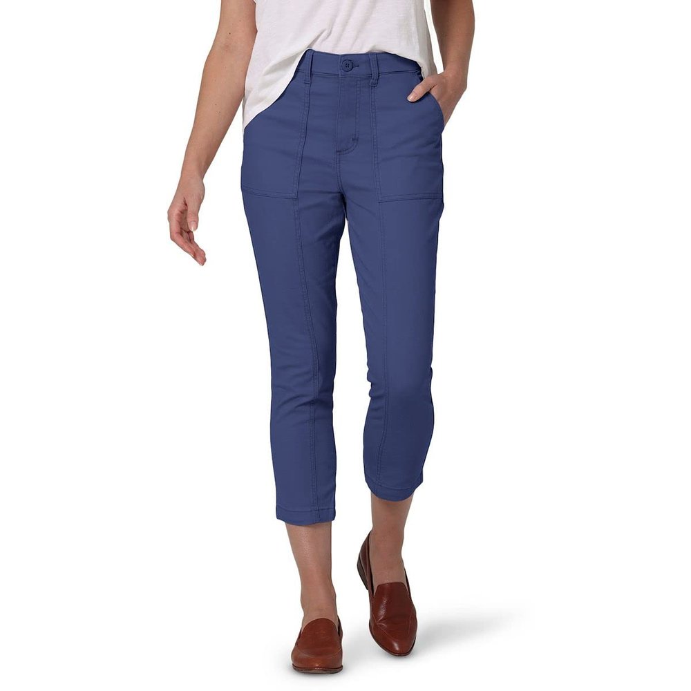 Lee Women's Ultra Lux High-Rise Seamed Crop Pant (as1, numeric, numeric_12, regular, regular, Marine Blue)