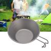 Ultralight Camping Cookware, Outdoor Camping Picnic Titanium Bowl Cup with Folding Handle for Camping, Traveling, Picnic, Hiking view 4