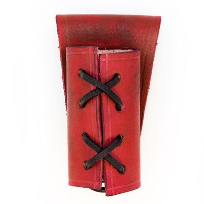 Armory Replicas Genuine Leather Dagger Holster Medieval Inspired Adjustable Small Weapon Sword Frog - Crimson Red w/Black Cord