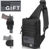 TECEUM Tactical Compact Sling Bag with patch  CCW for Everyday  For R&L Hand  Shoulder Crossbody Bag for Concealed Carry of Handgun  Pack (Black) view 1