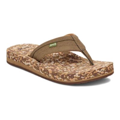 Sanuk Mens Ziggy ST | Flip Flops for Men | Mens Sandals | Beach Sandals | Water Friendly & Lightweight | Comfort Footbed, Khaki Multi, 10