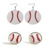 2 Pairs Sports Game Ball Football Basketball Wooden Earrings for Women Lightweight Heart Shaped Sports Rugby Baseball Volleyball Stud Earrings Sports Fans Players Jewelry -Style 8 view 1