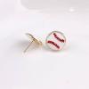 2 Pairs Sports Game Ball Football Basketball Wooden Earrings for Women Lightweight Heart Shaped Sports Rugby Baseball Volleyball Stud Earrings Sports Fans Players Jewelry -Style 8 view 2