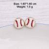 2 Pairs Sports Game Ball Football Basketball Wooden Earrings for Women Lightweight Heart Shaped Sports Rugby Baseball Volleyball Stud Earrings Sports Fans Players Jewelry -Style 8 view 3