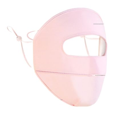ISOLAY UPF 50+ Unisex Breathable Cooling Face Cover UV Protection Thin Three-Dimensional Eye Protection Ice Silk (Facial Short Cherry Blossom Pink,US,Alpha,Medium,Regular,Regular)