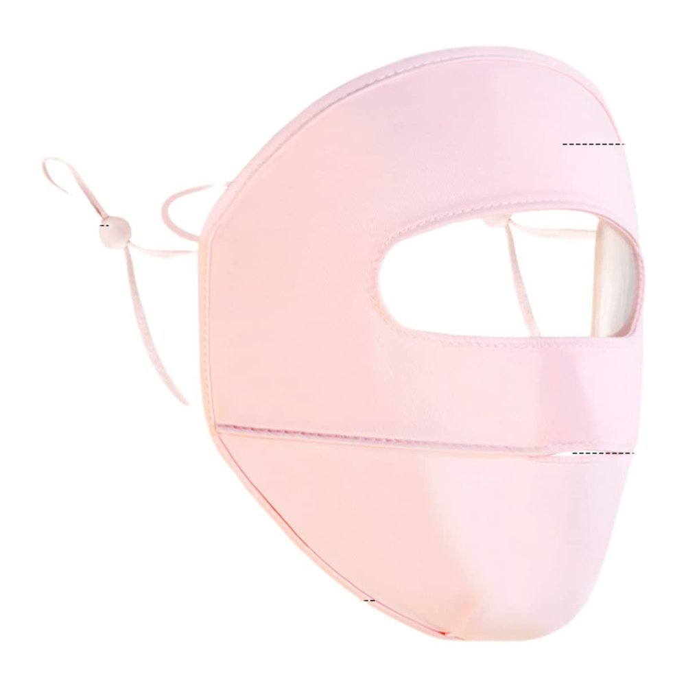 ISOLAY UPF 50+ Unisex Breathable Cooling Face Cover UV Protection Thin Three-Dimensional Eye Protection Ice Silk (Facial Short Cherry Blossom Pink,US,Alpha,Medium,Regular,Regular)