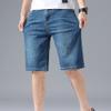 Men's Knee Length Straight Jean Short Stretchy Casual Cotton Denim Shorts Classic Short Pants with Pockets (Dark Blue,31) view 2