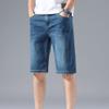Men's Knee Length Straight Jean Short Stretchy Casual Cotton Denim Shorts Classic Short Pants with Pockets (Dark Blue,31) view 3