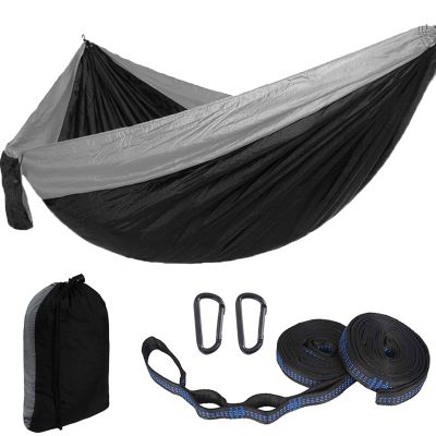 HUHJYUGE Outdoor Camping Hammock, Portable Ultralight Travel Hammocks, Breathable Nylon Parachute Hammock, with Tree Straps and Carabiners, for Hiking Backpacking (E)