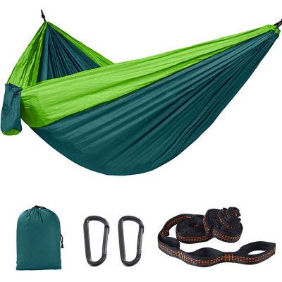 Camping Hammock, Double Hammock, Portable Hammock with Tree Straps, with Side Pocket & Carry Bag, Great for Hiking, Backpacking, Hunting, Outdoor, Beach, Camping (A)