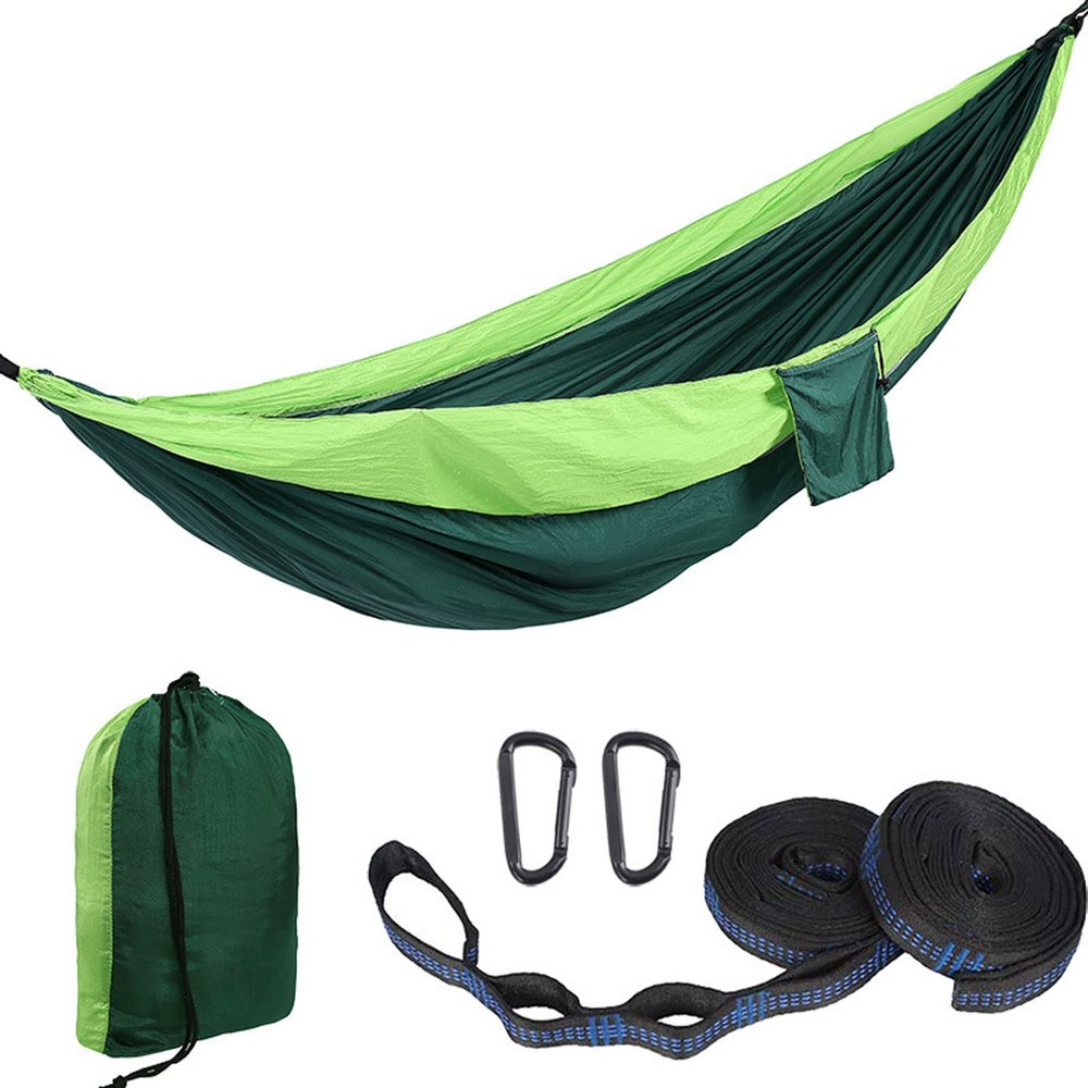 Camping Hammock, Super Lightweight Portable Parachute Hammock with Two Tree Straps, Single or Double Nylon Travel Tree Hammocks, for Camping Backpacking Hiking (A)
