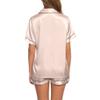 XUNRYAN Satin Silk Pajamas Womens Summer Short Sleeve Sleepwear Soft Satin Button Down Loungewear 2 Piece Pjs Shorts Set Beige view 4
