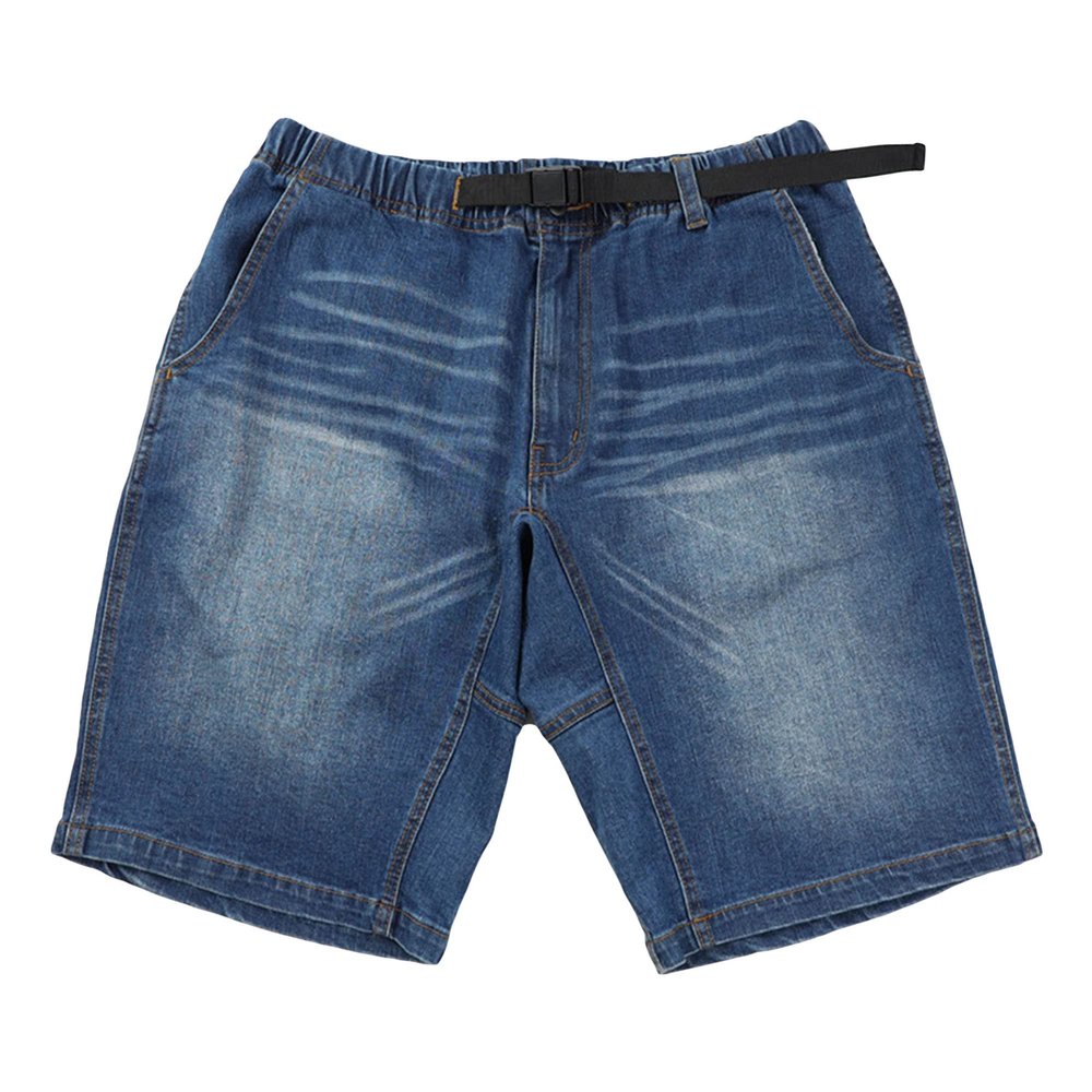 Men's Loose Straight Jean Shorts Cotton Stretchy Denim Shorts Dark Blue Classic Short Pants with Pockets (Dark Blue,Medium)