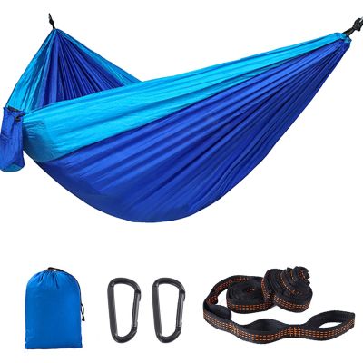 Camping Hammock, Double Hammock, Portable Hammock with Tree Straps, with Side Pocket & Carry Bag, Great for Hiking, Backpacking, Hunting, Outdoor, Beach, Camping (B)