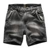 Men's Straight Mid Waist Classic Overalls Cotton Retro Short Pants with Pockets Casual Washed Jean Shorts (Black,34) view 1