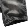 Men's Straight Mid Waist Classic Overalls Cotton Retro Short Pants with Pockets Casual Washed Jean Shorts (Black,34) view 2