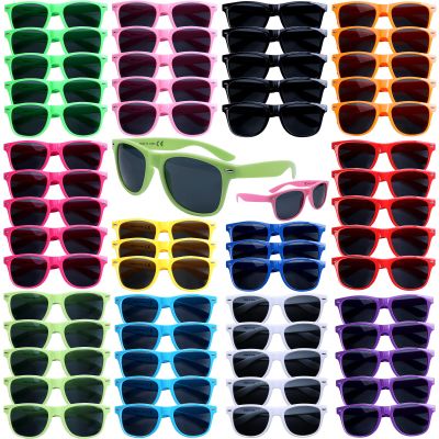 FANELEQU 60 Pack 12 Colors Neon Sunglasses Party Favors,80's Style Colorful Novelty Sunglasses Party Sets,Perfect for Birthday,Beach Pool,Summer Party,Goody Bag Fillers,for Boys Girls Teens adults