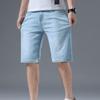 Men's Knee Length Straight Jean Short Stretchy Casual Cotton Denim Shorts Classic Short Pants with Pockets (Light Blue,31) view 4
