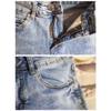 Men's Loose Classic Cotton Denim Shorts Ripped Straight Jean Shorts Stretchy Daily Short Pants with Pockets (Blue,34) view 3
