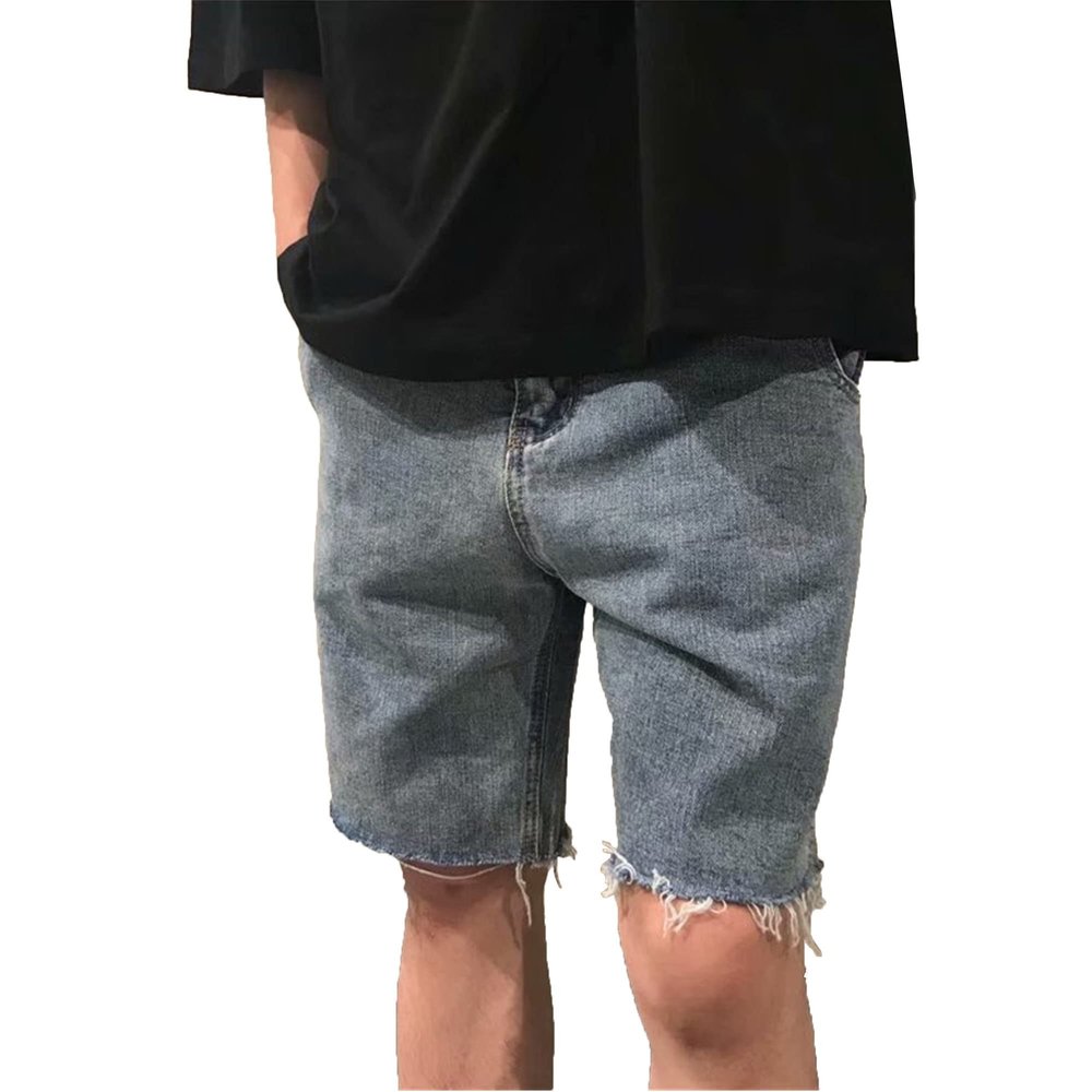 Men's Retro Straight Loose Denim Shorts Casual Slim Fit Jean Shorts Classic Summer Short Pants with Pockets (Light Blue1,Small)