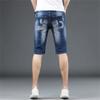 Men's Casual Paint Splash Short Pants with Pockets Ripped Straight Jean Shorts Loose Knee Length Denim Shorts (Blue,30) view 2