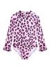 Alakuoti Long Sleeve One Piece Ruffle Swimsuit for Toddler Girls Baby Girl Rashguard Shirt with UPF 50+ Sun Protection (as1, Age, 5_Years, 6_Years, Pink Leopard) view 1