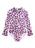 Alakuoti Long Sleeve One Piece Ruffle Swimsuit for Toddler Girls Baby Girl Rashguard Shirt with UPF 50+ Sun Protection (as1, Age, 5_Years, 6_Years, Pink Leopard) view 2