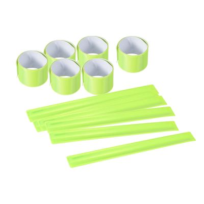 PATIKIL Reflective Bands, 12 Pcs High Visibility Reflective Arm Wrist Ankle Band Safety Reflector Strips for Night Running Cycling, Green Yellow