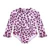 Alakuoti Long Sleeve One Piece Ruffle Swimsuit for Toddler Girls Baby Girl Rashguard Shirt with UPF 50+ Sun Protection (as1, Age, 3_Years, 4_Years, Pink Leopard) view 1