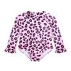 Alakuoti Long Sleeve One Piece Ruffle Swimsuit for Toddler Girls Baby Girl Rashguard Shirt with UPF 50+ Sun Protection (as1, Age, 3_Years, 4_Years, Pink Leopard) view 2