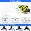Inline Skates for Adults Men Women, Adjustable Aggressive Durable Roller Blades with Giant Wheels, High Performance Skates for Male Female Black Size 10 11 12 view 4