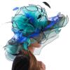 Women's Derby Church Hat Bridal Tea Party Wedding Party Sun Hat with Detachable hat Flower as Fascinators Blue view 4