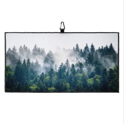 SEVENBABU Golf Towels for Golf Bags with Clip, Funny Microfiber Waffle Pattern Golf Towel, Summer Forest Tree Simple Gradient Golf Accessories for Men and Women Gifts 24x16 inch
