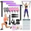 Pilates Bar Kit with Resistance Bands, Multifunctional Yoga Pilates Bar with Heavy-Duty Metal Adjustment Buckle, Portable Home Gym Pilates Resistance Bar Kit for Women Full Body Workouts -Purple view 1