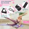 Pilates Bar Kit with Resistance Bands, Multifunctional Yoga Pilates Bar with Heavy-Duty Metal Adjustment Buckle, Portable Home Gym Pilates Resistance Bar Kit for Women Full Body Workouts -Purple view 2