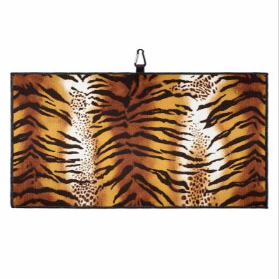 SEVENBABU Golf Towels for Golf Bags with Clip, Funny Microfiber Waffle Pattern Golf Towel, Tiger Skin Wild Safari Animal Print Golf Accessories for Men and Women Gifts 24x16 inch