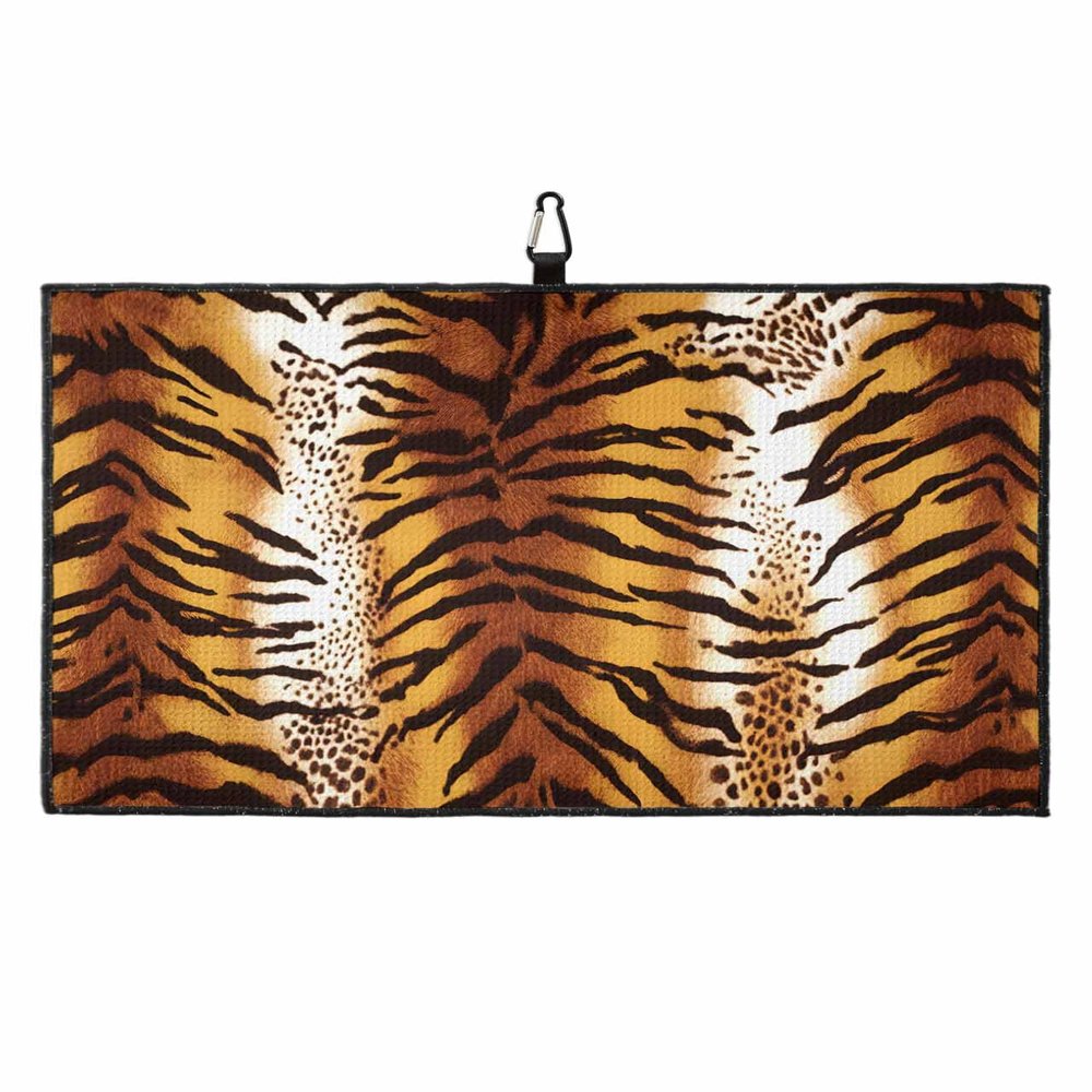 SEVENBABU Golf Towels for Golf Bags with Clip, Funny Microfiber Waffle Pattern Golf Towel, Tiger Skin Wild Safari Animal Print Golf Accessories for Men and Women Gifts 24x16 inch