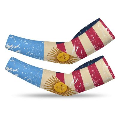 American and Argentina Retro Flag Cooling Arm Sleeve for Men Women UV Sun Protection Compression Sports Sleeves 1 Pair