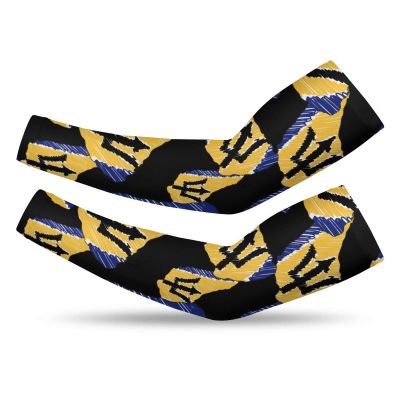 Barbados Flag Map Cooling Arm Sleeve for Men Women UV Sun Protection Compression Sports Sleeves 1 Pair