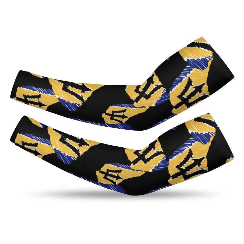 Barbados Flag Map Cooling Arm Sleeve for Men Women UV Sun Protection Compression Sports Sleeves 1 Pair