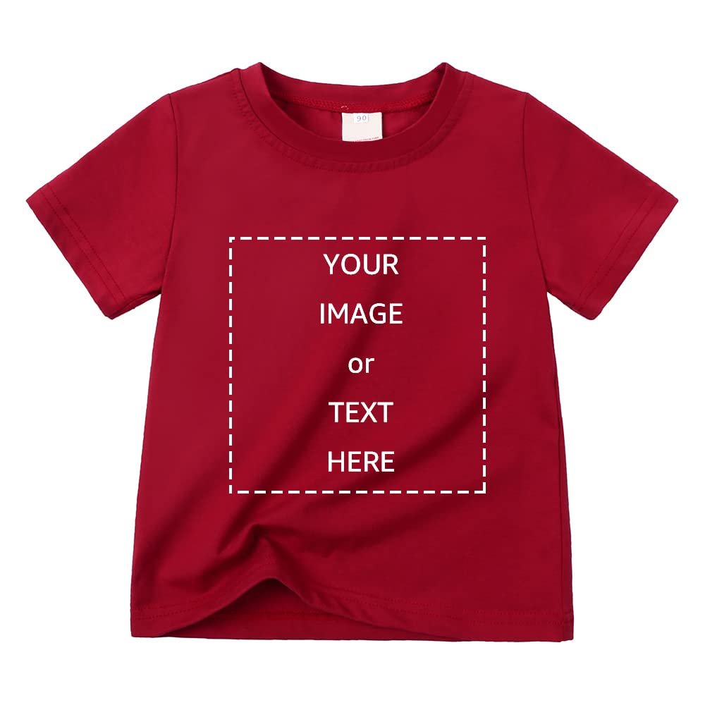 ZFTTZYMX Custom Boys Girls Short Sleeve T-Shirts Add Your Text Photo Design Personalized Kids Summer Crew Neck Tees