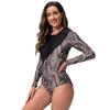 Rash Guard for Women Long Sleeve UV Sun Protection Rash Guard Shirts One Piece Swimsuit Zipper Surfing Bathing Suit UPF 50 Leaves Floral Print Rashguard Wetsuit Swimming Tops Black Snakeskin XXL view 2