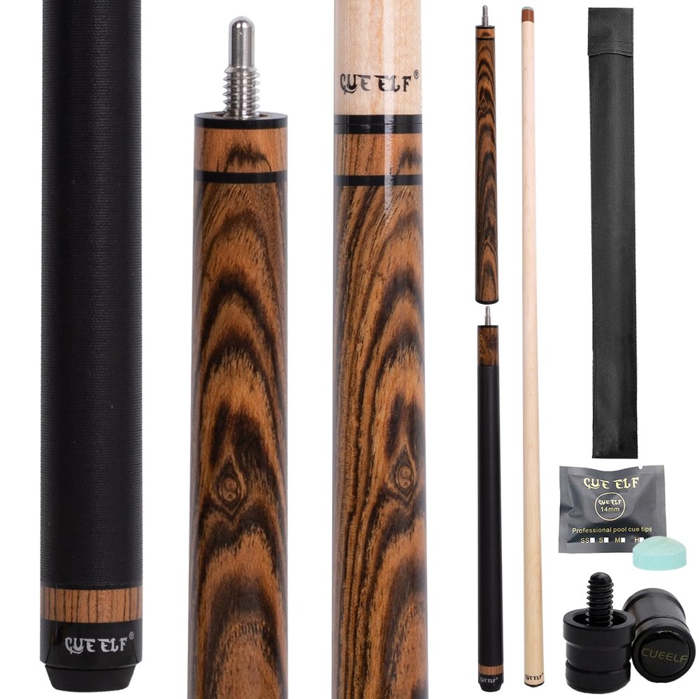 CUEELF Heavy Hitter Jump Break Pool Cue 3-Piece Jump/Break Pool Cue Stick Zebra Wood Pool Stick 23 oz Break Pool Cue (GSW, 23 oz)
