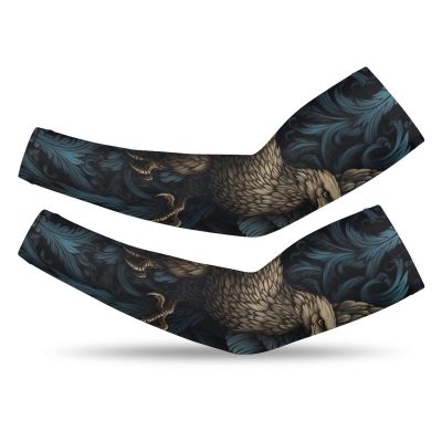 Celtic Raven, Eagle Tattoo Arm Sleeves, Outdoor Sport Sun Uv Protection Cooling Sleeves for Men & Women (Color : XX-Large, Size : 03)