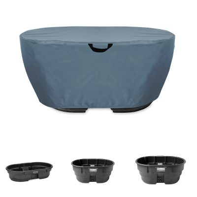 WORUO Waterproof Stock Tank CoverKeep Your Stock Tank and Pool Clean, Keep Leaves and Debris out, Tear-Resistant and UV Resistant for Dustproof Weather Resistant (for 150 Gallon Oval Tank)