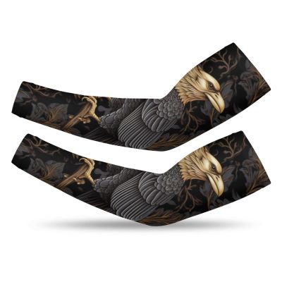 Celtic Raven, Eagle Tattoo Arm Sleeves, Outdoor Sport Sun Uv Protection Cooling Sleeves for Men & Women (Color : Medium, Size : 01)