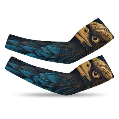 Celtic Raven, Eagle Tattoo Arm Sleeves, Outdoor Sport Sun Uv Protection Cooling Sleeves for Men & Women (Color : Small, Size : 02)